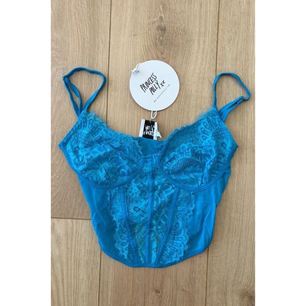 Princess Polly Blue Lace Corset Bustier Top Size 4 NWT